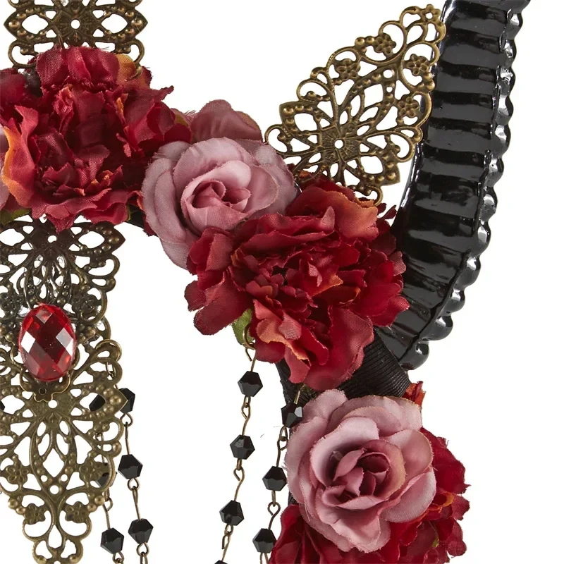 2026 Women Flower Gothic Lolita Crown Halloween Antelope Horns Headband Goth Party Anime G041R view 5