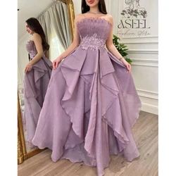 Elegant Purple Asymmetrical Appliques Prom Dress Sleeveless Floor Length Special Occasion Gown Chic A-Line Evening Dresses