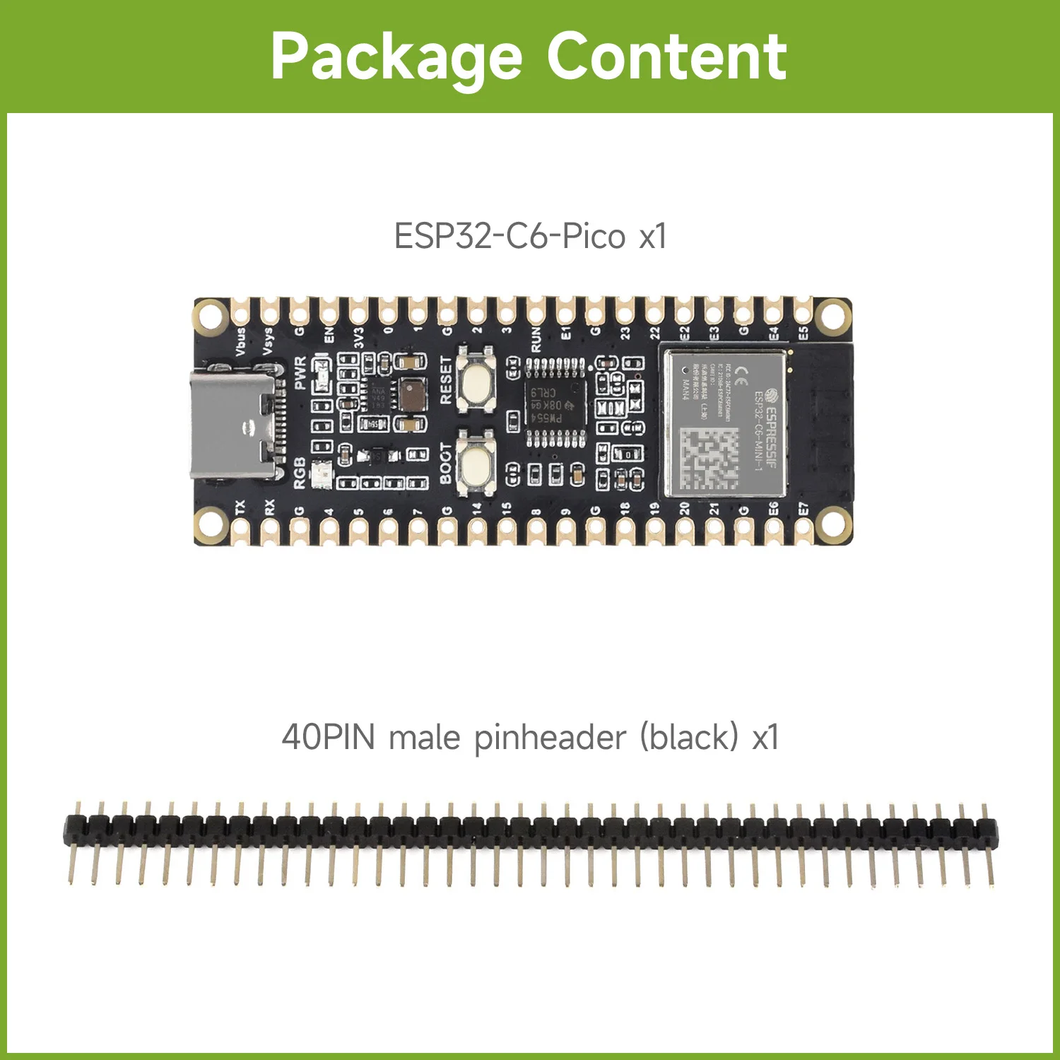 

Waveshare ESP32-C6 Microcontroller, WiFi 6 Development Board, 160MHz Single-core Processor, ESP32-C6-MINI-1 Module