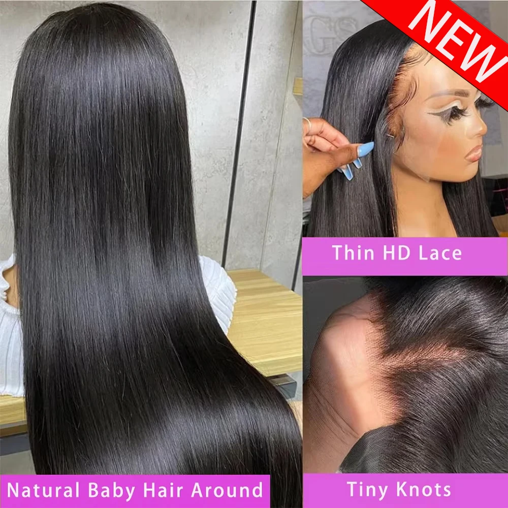 7x7 Invisible HD Lace Front Wig 100% Human Hair Wig 400 Density Super Double Drawn Bone Straight 6x6 HD Lace Wig Preplucked Hair