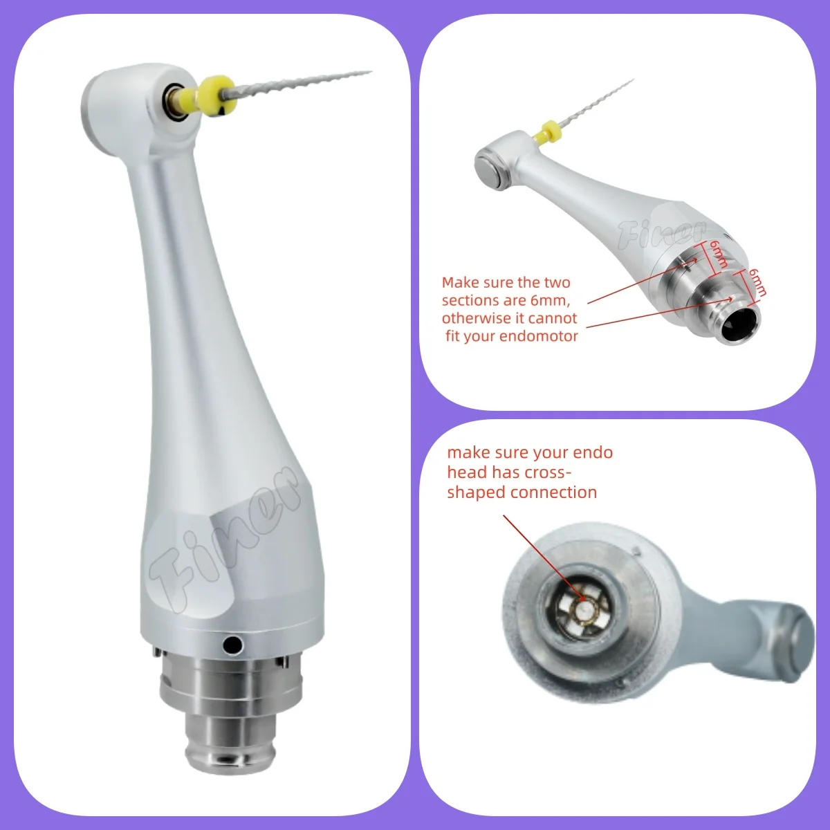 Dental Endomotor Kopf 6:1 Druckknopf Contra Gegen Winkel Endo Kopf für Endodontie Motor Wurzel Kanal Behandlung