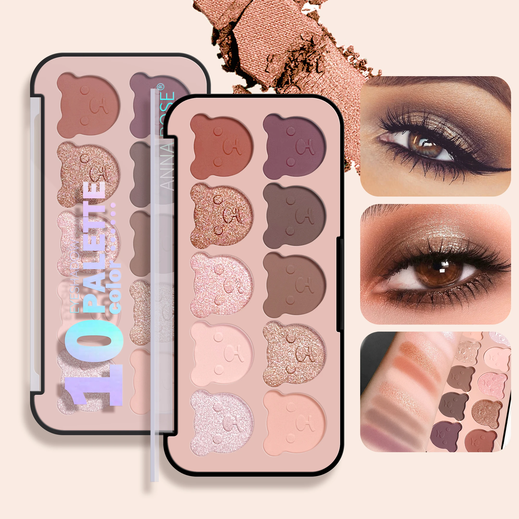 マイラーベアのアイシャドウパレット,マット,パール,アースカラー,マルチカラー,長持ち,10色