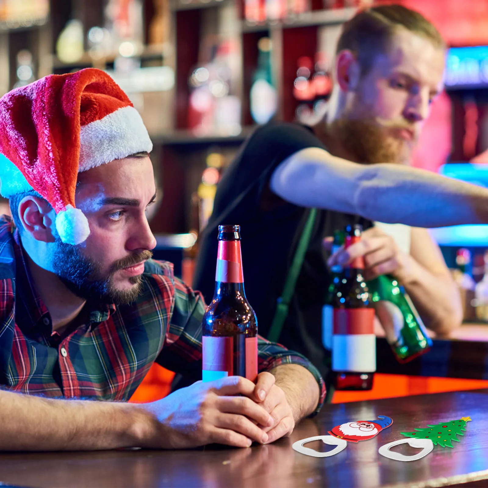 

4pcs Christmas Beer Opener Santa Design Cartoon Bottle Opener Manual Kitchen Bar Camping Gift Holiday Party Supplies