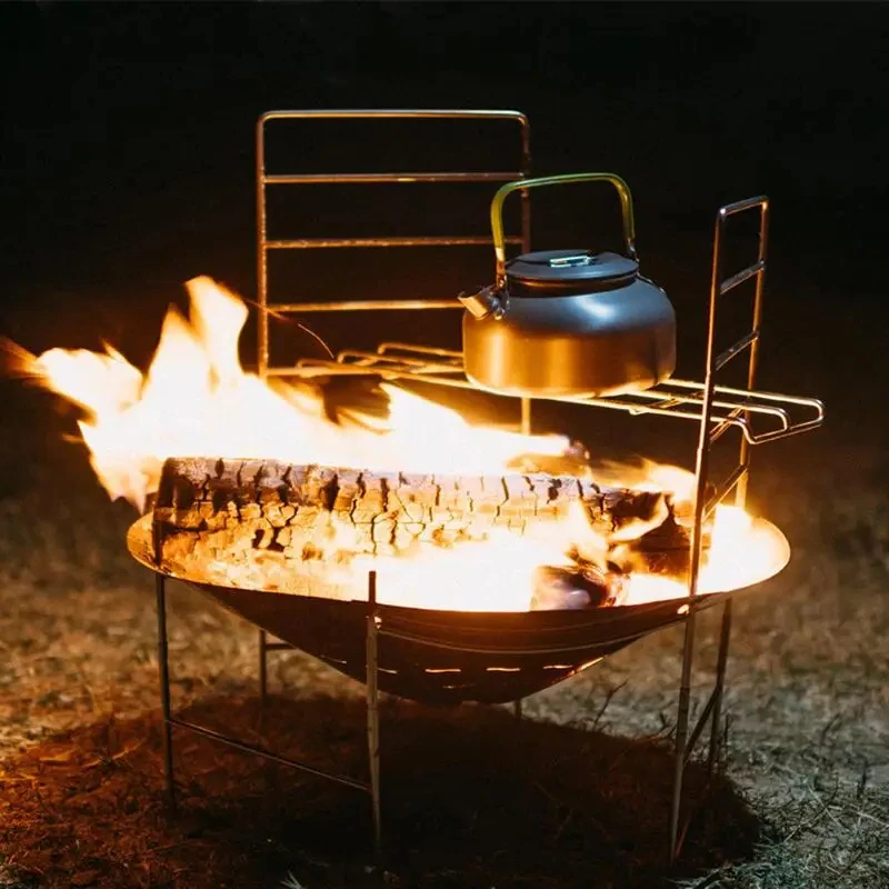 ポータブル薪ストーブ折りたたみ式円形調理可能キャンプ用薪ストーブ