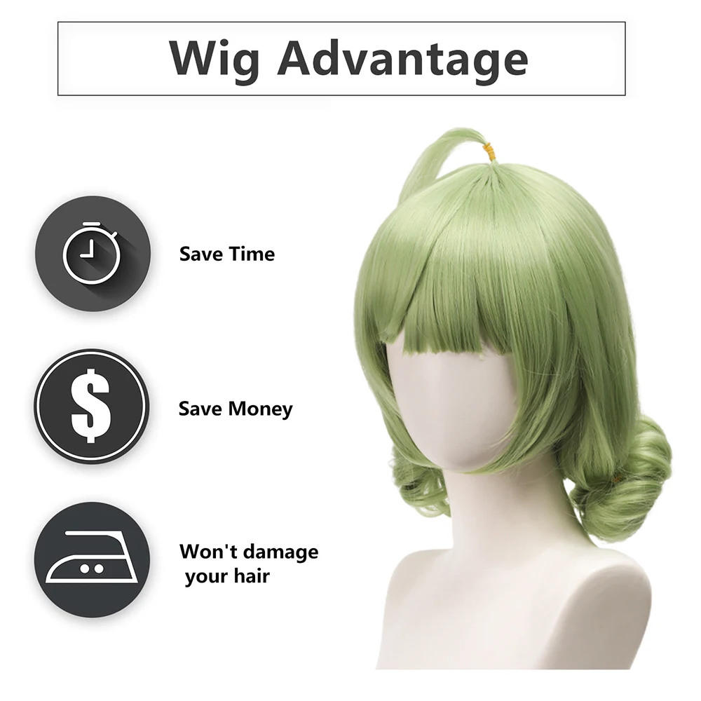 أنيمي أراغا كيوي تأثيري الشعر الاصطناعية 12 بوصة الضوء الأخضر قطعة واحدة كعكة تصفيفة الشعر اليومية حفلة لعب الأدوار شعر مستعار عالي الجودة
