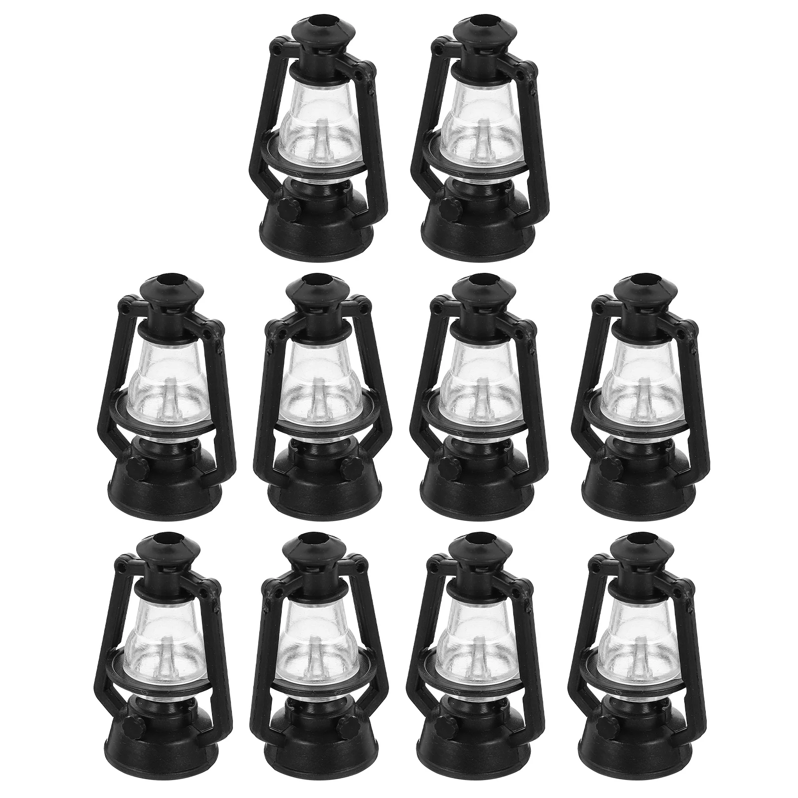 

10 Pcs Mini Kerosene Lamp Decor Hanging Light Miniature Ornament Model Retro Lantern Adorn Plastic Xmas