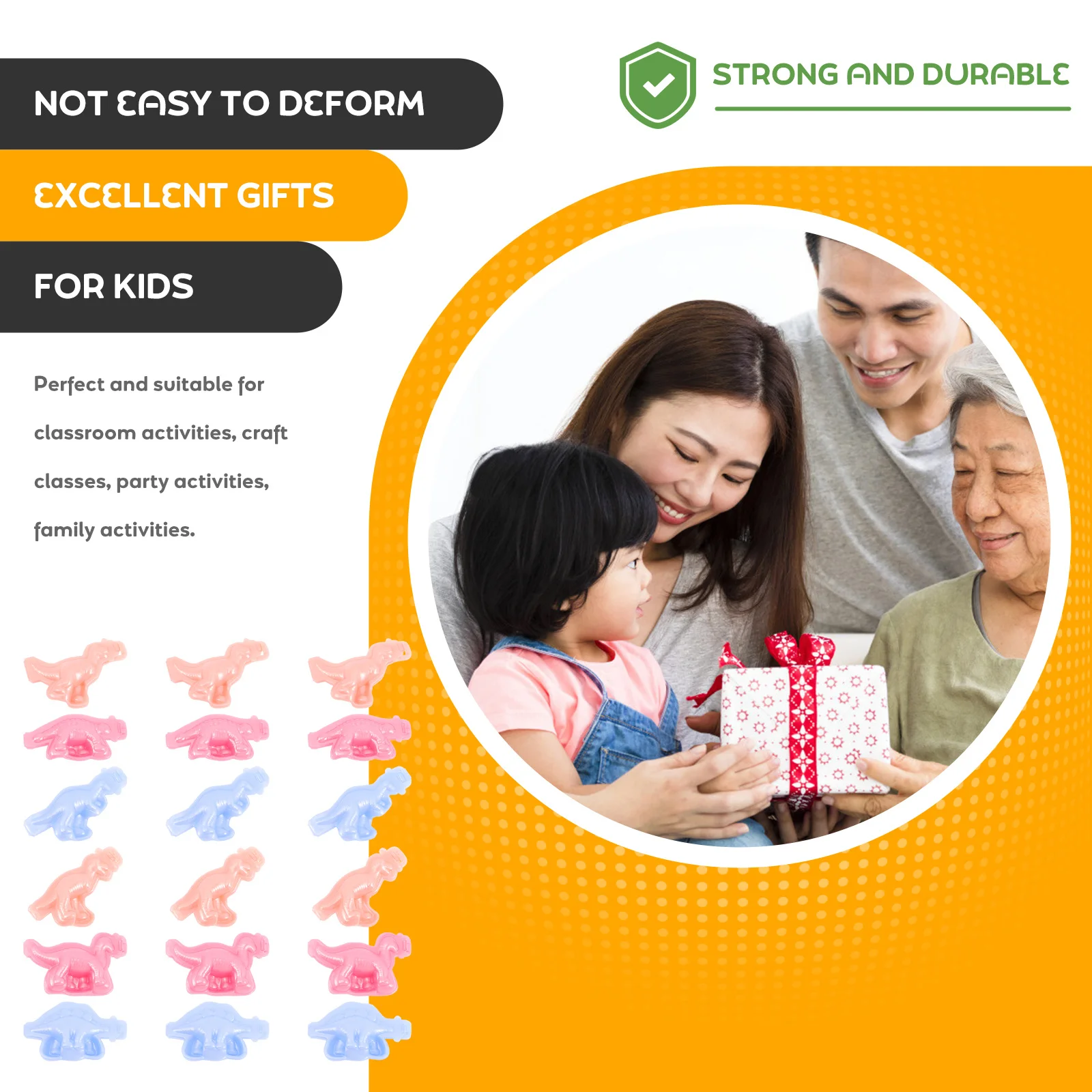 Stampo per dinosauro da 18 pezzi per modellazione di argilla Kit artigianale per pasta colorata di qualità premium Bordi arrotondati antiaderenti Divertimento attività familiare