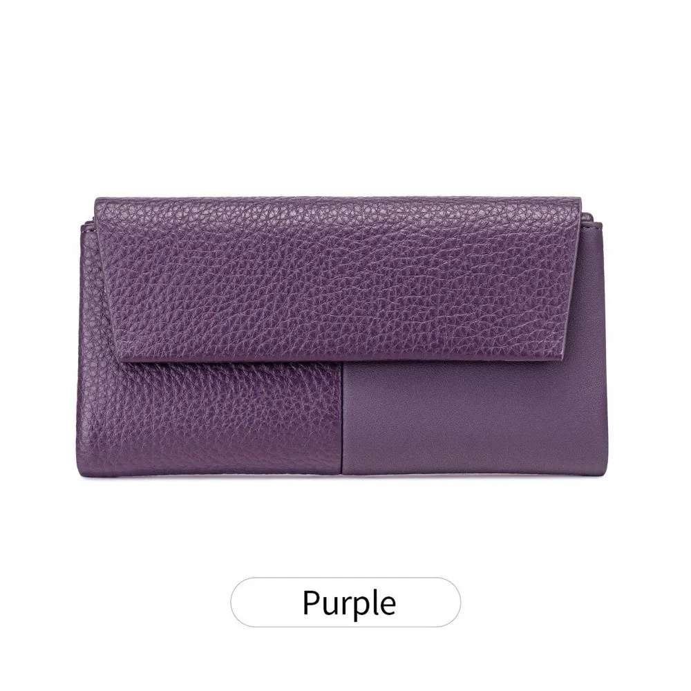 Simple Long Women's Wallet Multi-Pocket RFID Blocking PU Leather Clutch Portable Tri-Fold Wallet For Women