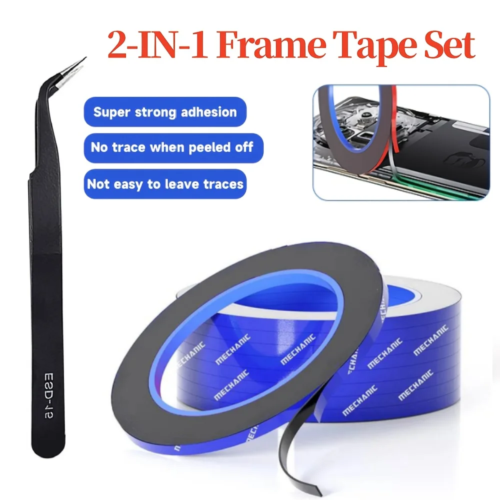MECHANIC 2-in-1 3mm LCD Repair Tape Phone Screen Adhesive Tape Touch Screen Repair Tape with 1 Tweezers for Phone iPad  Laptops