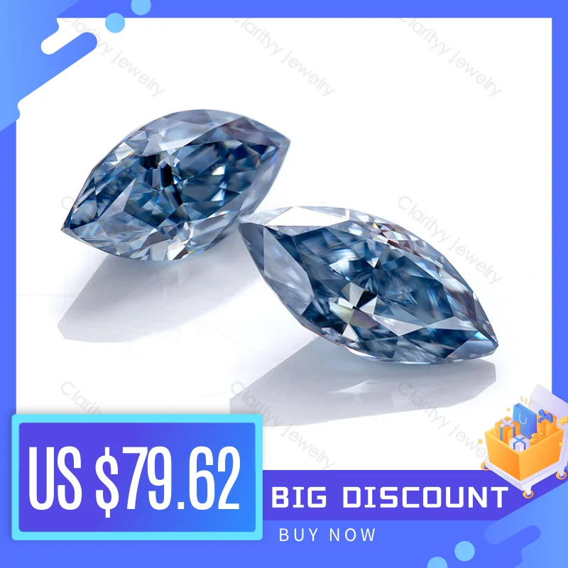 

Natural Vivid Blue Moissanite Stone Marquise Crushed Ice Cut Loose Gemstone With GRA Certificate Moissanita Beads Free Shipping