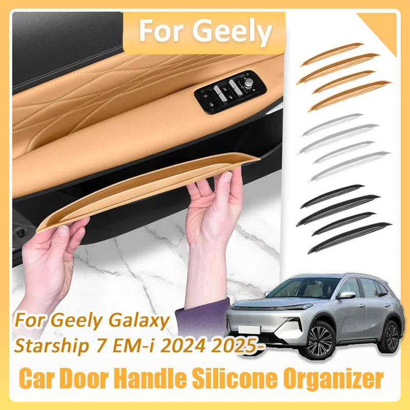 Para Geely Galaxy Starship 7 EM-i 2024 2025 manija de puerta de coche organizador de silicona de bolsillo con Kit de accesorios de decoración protectora