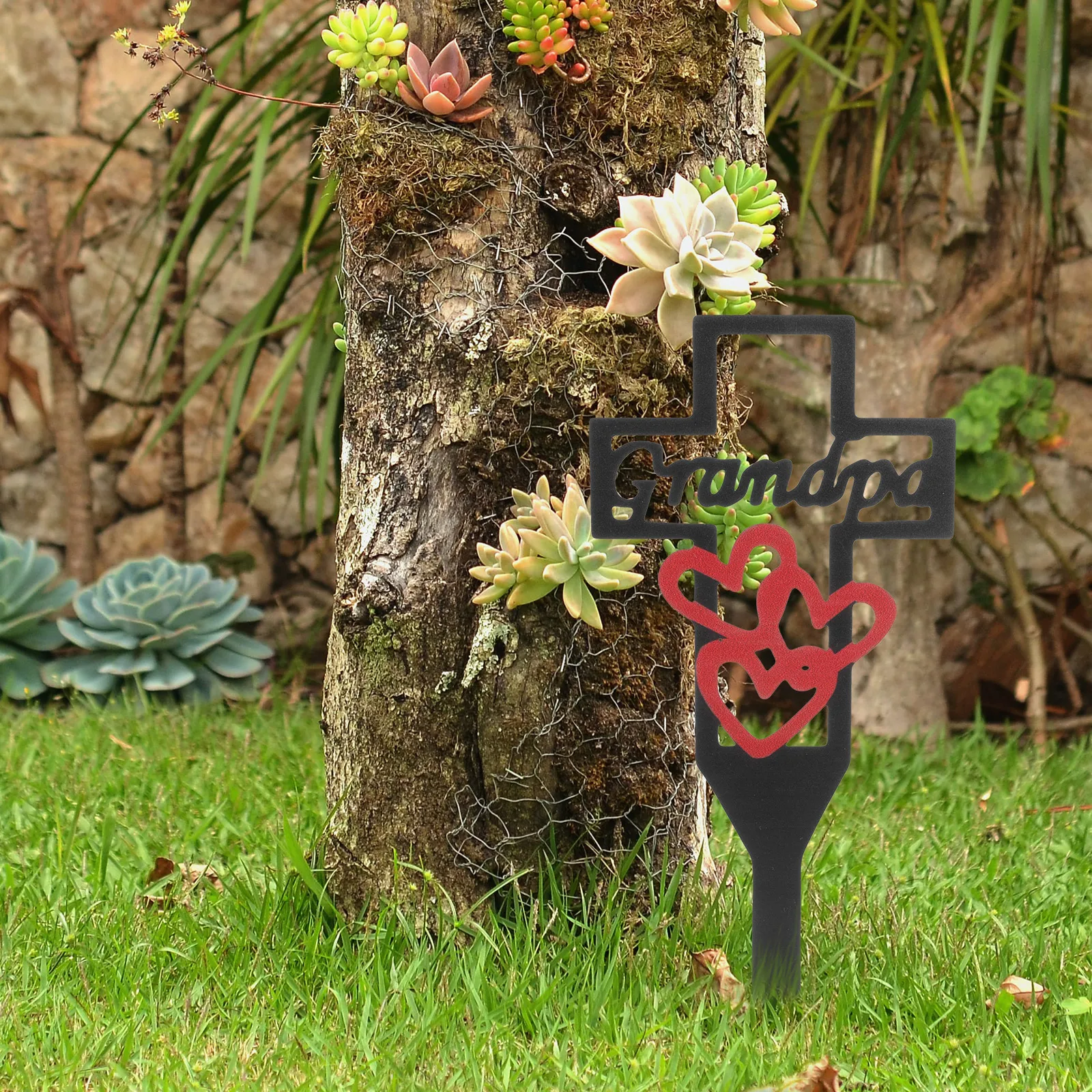 

6pcs Metal Memorial Cross Stake Iron Grave Decoration Cemetery Yard Garden Grave Marker Honoring Deceased Grandpa