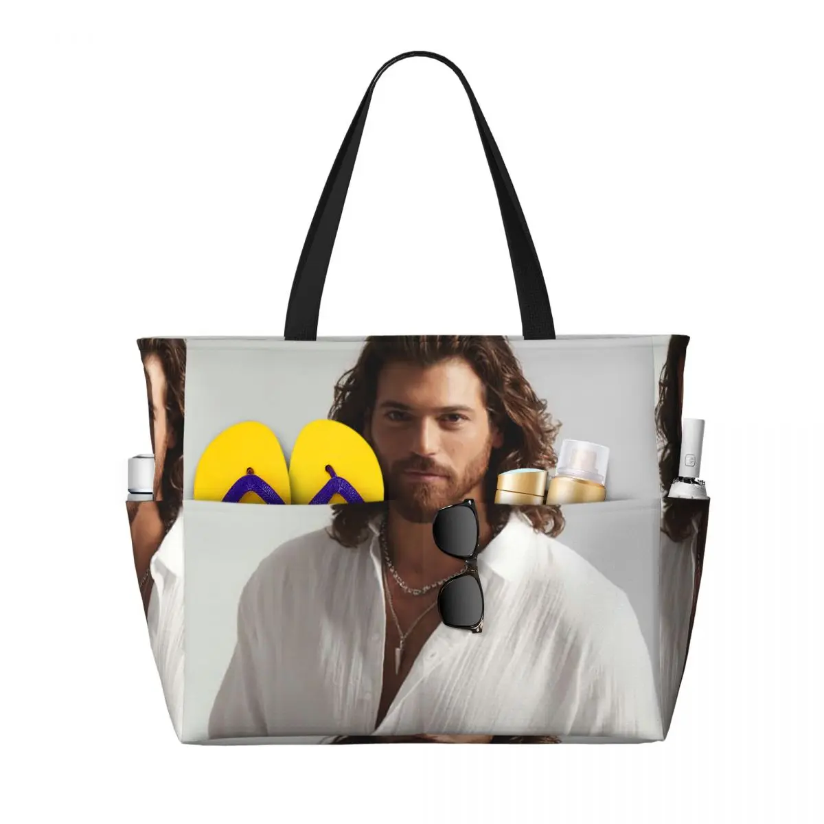 

Actor Can Yaman Photo Beach Tote Bag Sport Gym Yoga Duffle Large Tote Bag Women Travel Bag Fitness bag