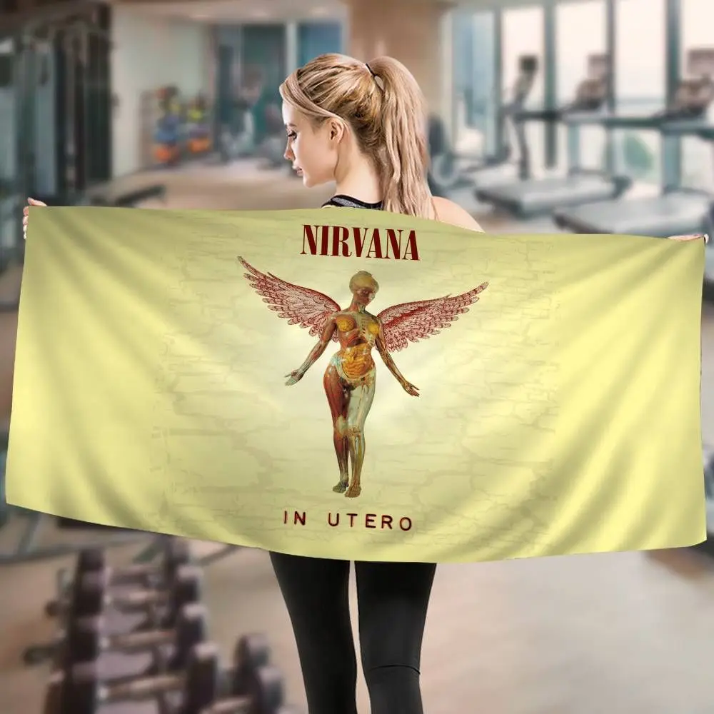 1pc Nirvana In Utero Vintage Album Beach Towel Microfiber Quick Dry Grunge Rock Bath Towel For Pool Beach Travel Rock Fans Gift