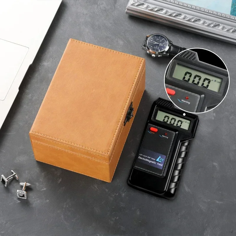 2 Size Retro Crazy Horse Pattern Rfid Faraday Box Car Shielding Key Box Mobile Phone Signal Shielding Adiation-Proof Car Key Box