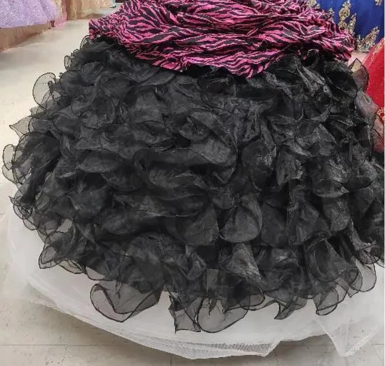 

customized 400cm*125cm black Prom Dress skirt Ruffles Tiered Ball Gown Special Occasion Wear