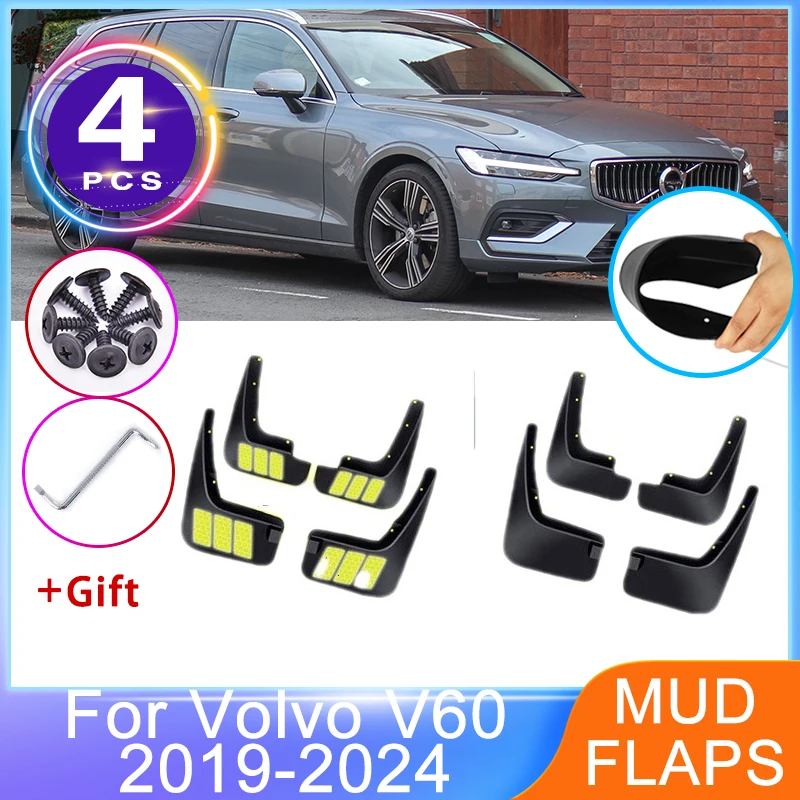 

4 шт. для Volvo V60 Inscription 2019 2020 2021 2022 2023 2024, передние и задние брызговики, брызговики для крыльев, защита колес, обновление