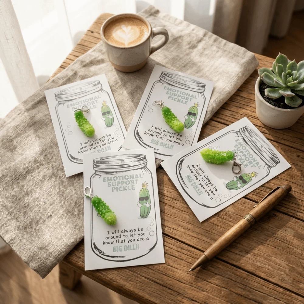 Novelty Green Emotional Pickle Keychain Resin Creative Mini Cucumber Pendant Cute Funny Simulated Fruit Key Ring Bachelor Party