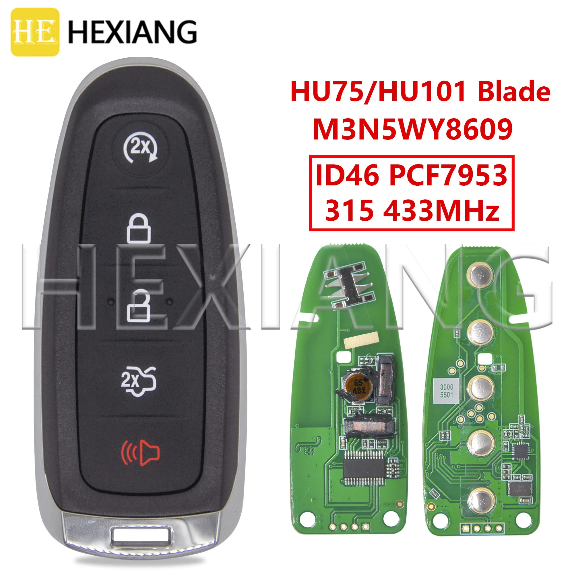 HE M3N5WY8609 ID46 PCF7953 Chip 315 433MHz Car Remote Key For Ford Focus Edge Escape Explore Expedition Flex Taurus 2011-2018