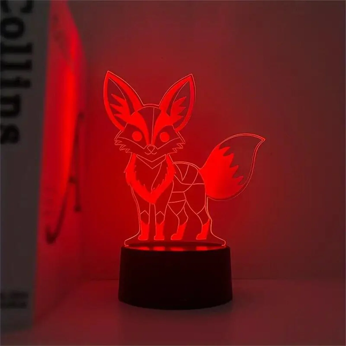 1pc Fox 3D Night Light, 3D Optical Illusion Lamp With Touch, 7-Color Changing Ambient Light For Bedroom