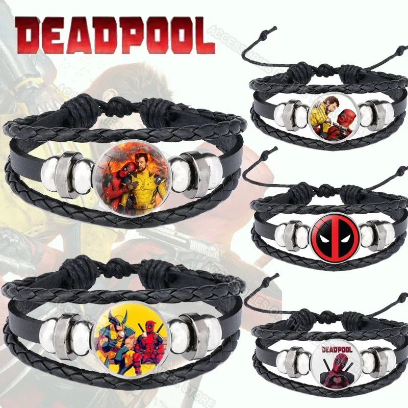 Disney Deadpool Bracelet Cute Cartoon Anime Figure Couple Friendship Bracelet Handmade Baided Adjustable Jewelry for Kids Gift