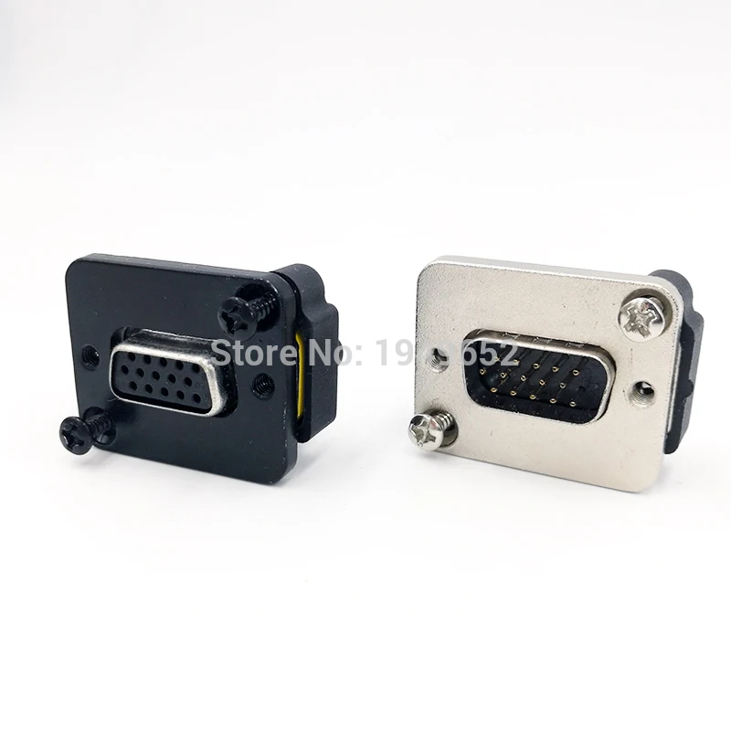 DB15 VGA Plug D-Type Connector 15 Pin Port Socket Male/Female Adapter Panel Mount 3 Row for Data Cable