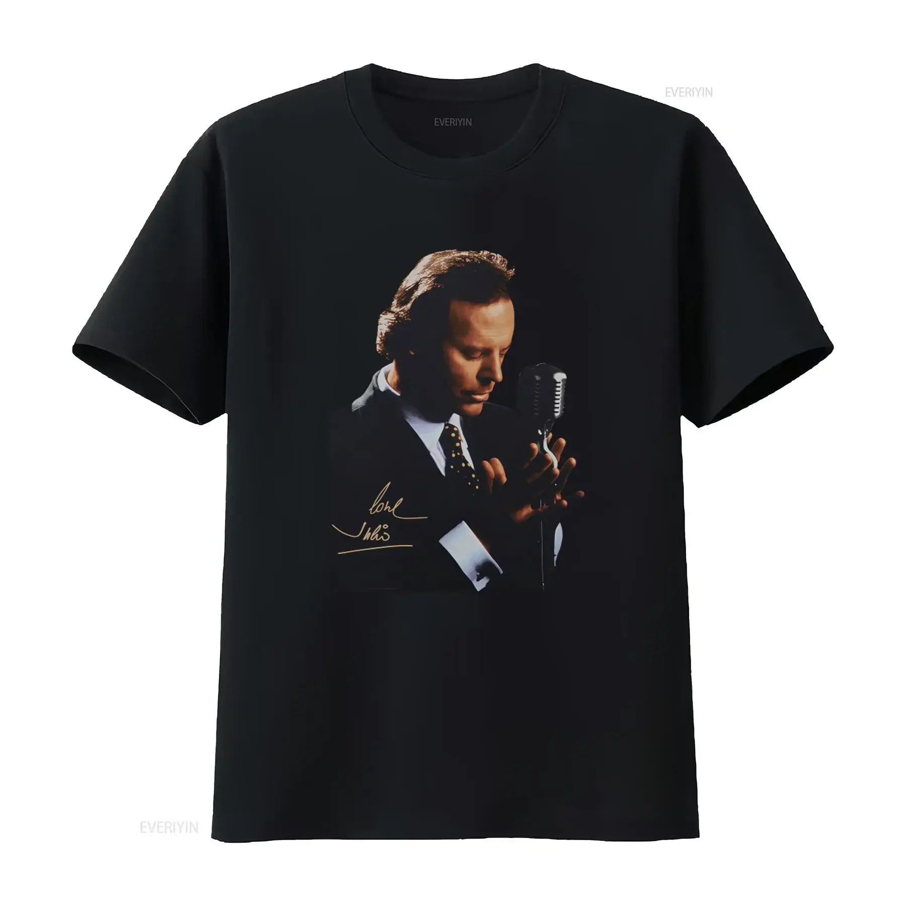 Vintage Julio Iglesias Live Tour Black Cotton T Shirt Full Size Classic Design Perfect for Music Fans vintage Washed Slightly