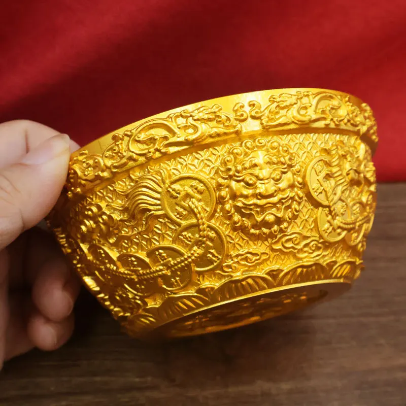 

Латунная медная монета, чаша с сокровищами, орнамент, пять благословений, двойной дракон, гостиная, магазин, клубное ремесло, открытие дома