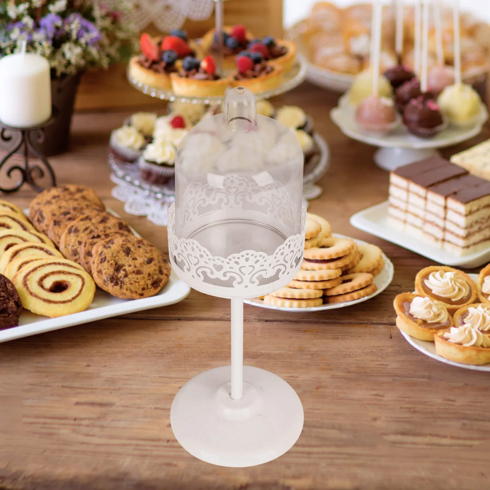 

1Pcs Cake Stand White Lace Cover Iron Cake Display Rack Decorative Dessert Holder Wedding Birthday Party