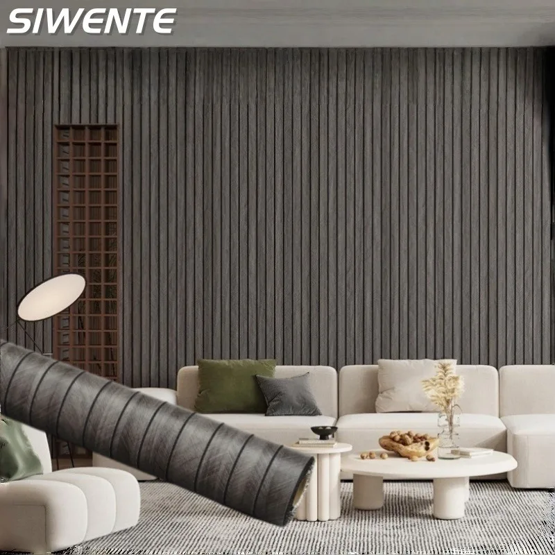 Removable Wood Grain Textured Grid Paneling Retro Stripe Self-adhesive Wall Sticker Vinyl Waterproof Scratch-resistant Wallpaper