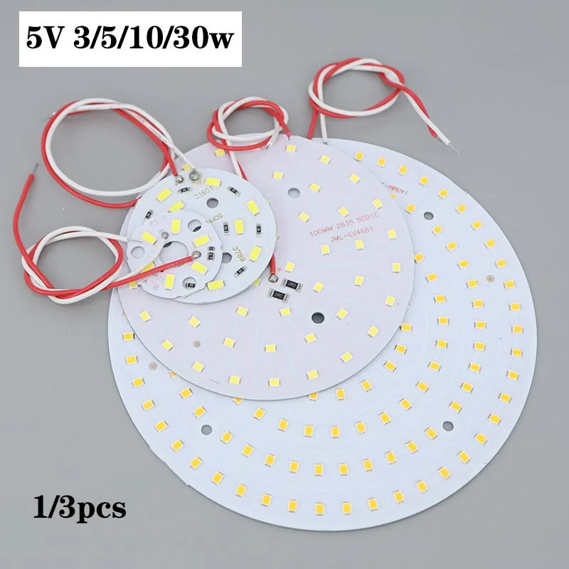 3W 5w 10w 30w Runde LED Chip Perle warmweiß Lampe Lichter Draht 5V Platine Glühbirne Runde Lichtquelle Durchmesser 32MM 50mm 14mm M20