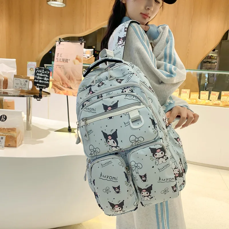 Sanrio Kulomie Cartoon Casual Cute Printed Backpack Lightweight Decompression Large Capacity Travel School Bag