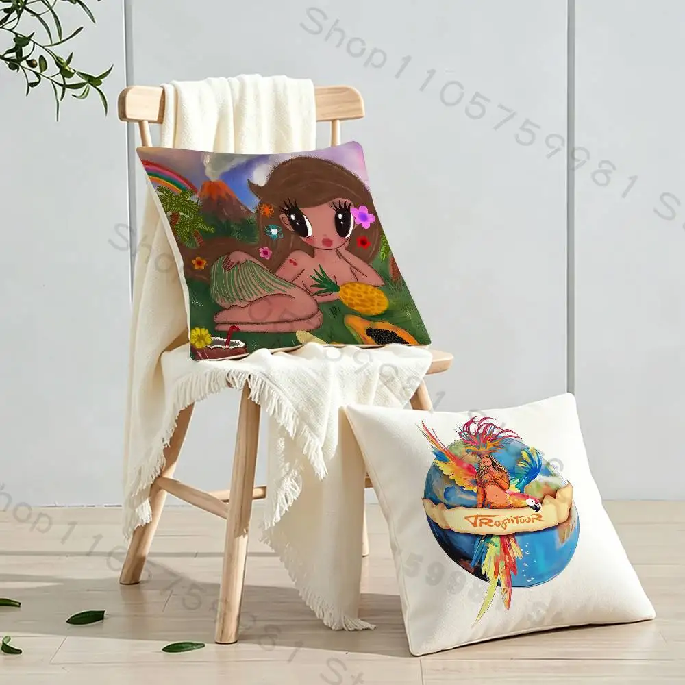K-Karol G Cartoon Printing Pillowcase Customized Pillow Cover for Sofa Home Decor