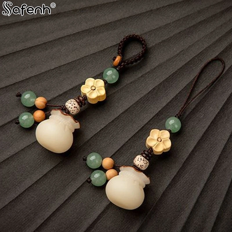 1pcs New Buddhism Lotus Flower Keychain Accessorie Wooden Buddha Lucky Beads Keyring Pendant Car Bag Key Chain Buddhist Gift