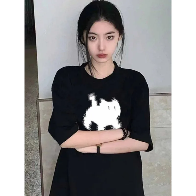 Summer Y2k Aesthetic Print Basic Short Sleeve T-shirts Streetwear All Match Loose Tops Women Casual Harajuku Oversize O Neck Tee image 2