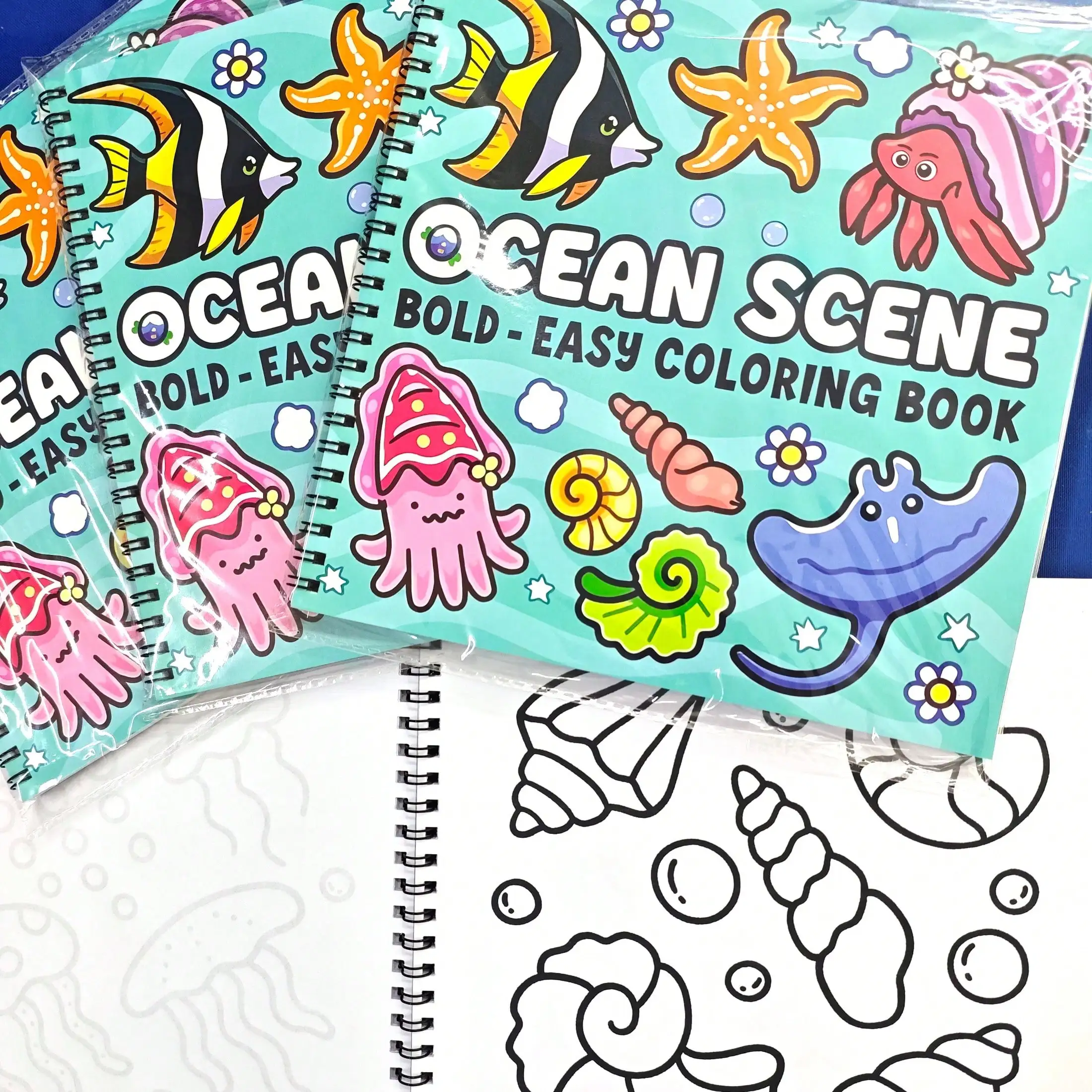 1 PC[OCEAN SCENE]Spiral Bound Colouring Book Coco For Adults And Teenagers, Exquisite Thick Paper, Cartoon Comfortable Cute Bold And Simple Pattern Wyo Coloring Book Watercolor Sketchbook Children's Toy, Slow Release Stress, Kill Time ss25082522536320466