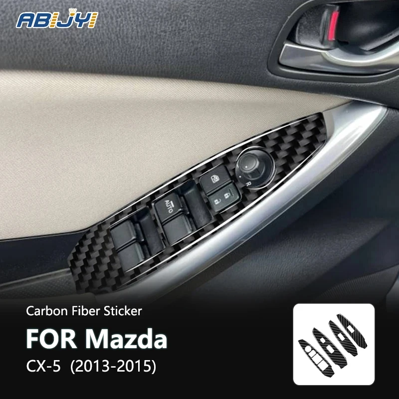 

For Mazda CX-5 2013 2014 2015 Accessories Carbon Fiber Style Interior Window Control Panel Trim Cover Trim Sticker Decoration