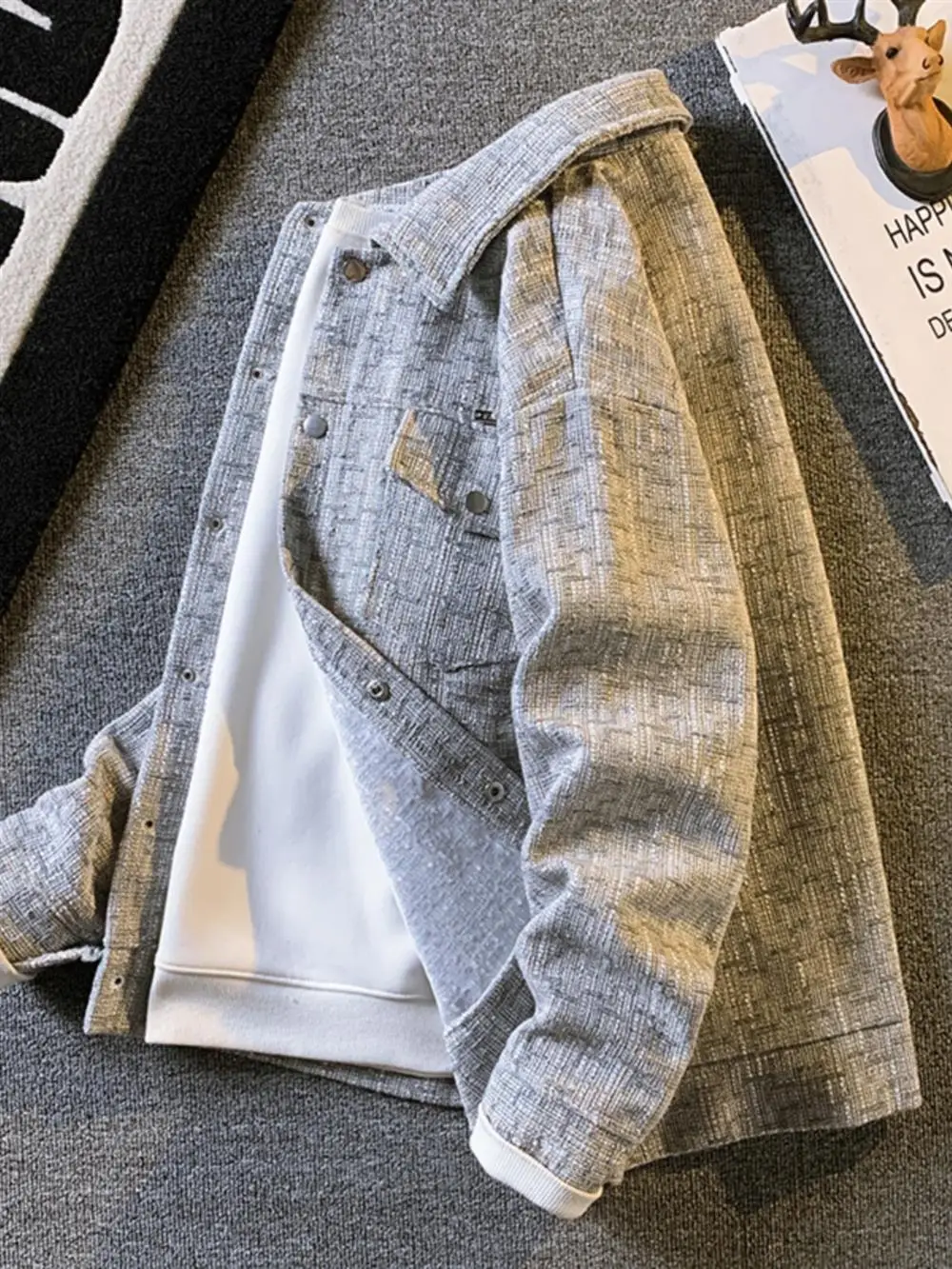 

Мужское шерстяное пальто в американском стиле в клетку, весна-осень 2025, модное винтажное пальто Haome, премиум-класса, свободного кроя, с цветовыми блоками