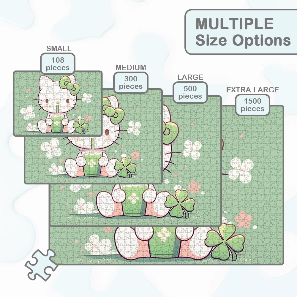 Sanrio Hello Kitty Large Adult Jigsaw Green Background Cartoon Games and Puzzles Kawaii Characters DIY Fun Game for Kids Adults