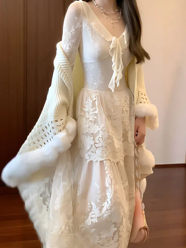 

Нежный ветер: Изящный плащ-накидка с V-образным вырезом, комплект из двух предметов, антивозрастной, полный комплект, зимний модный женский комплект