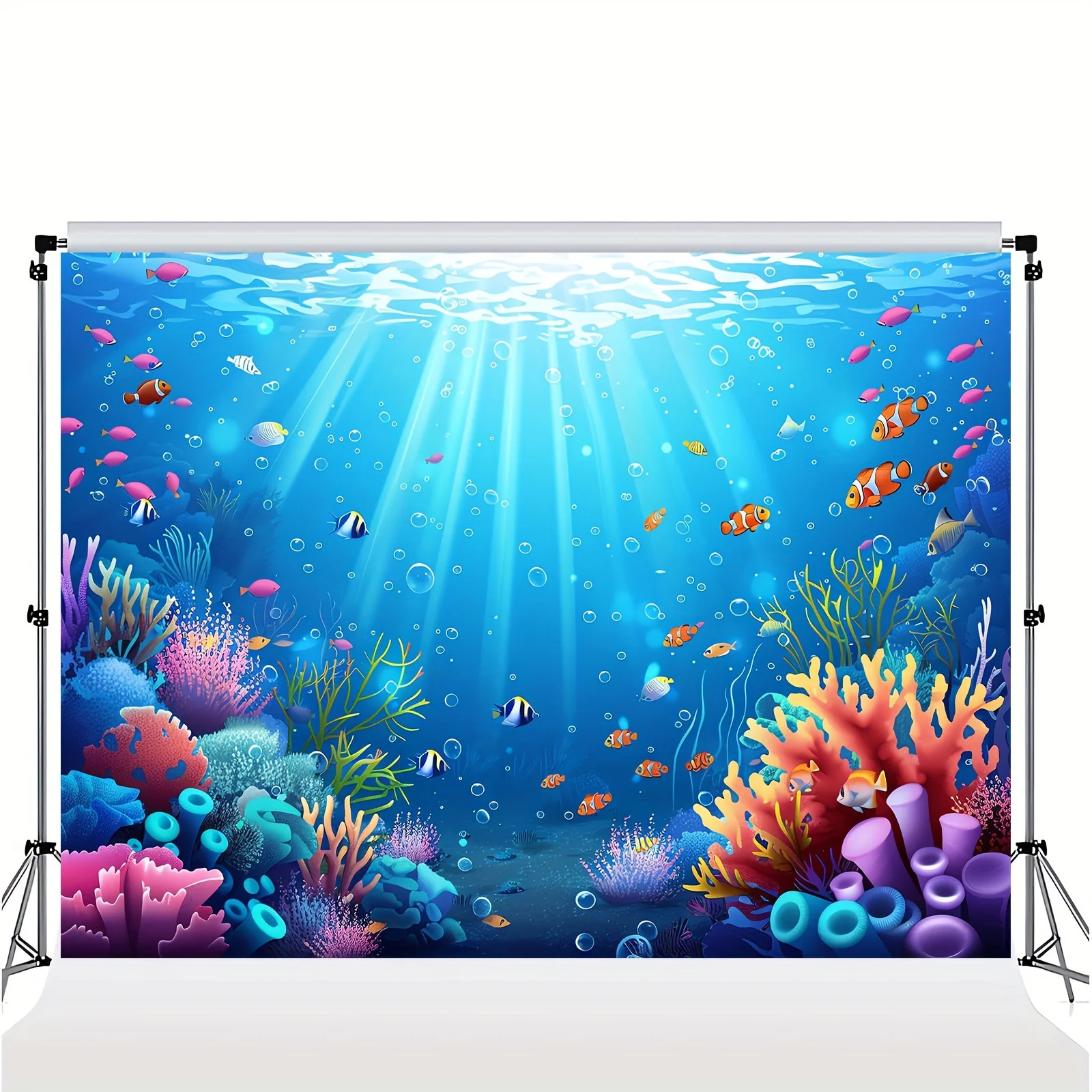 Underwater Oasis Photography Background Cloth - Summer Aquarium and Tropical Fish Theme, Suitable for Birthdays, Parties, Diving