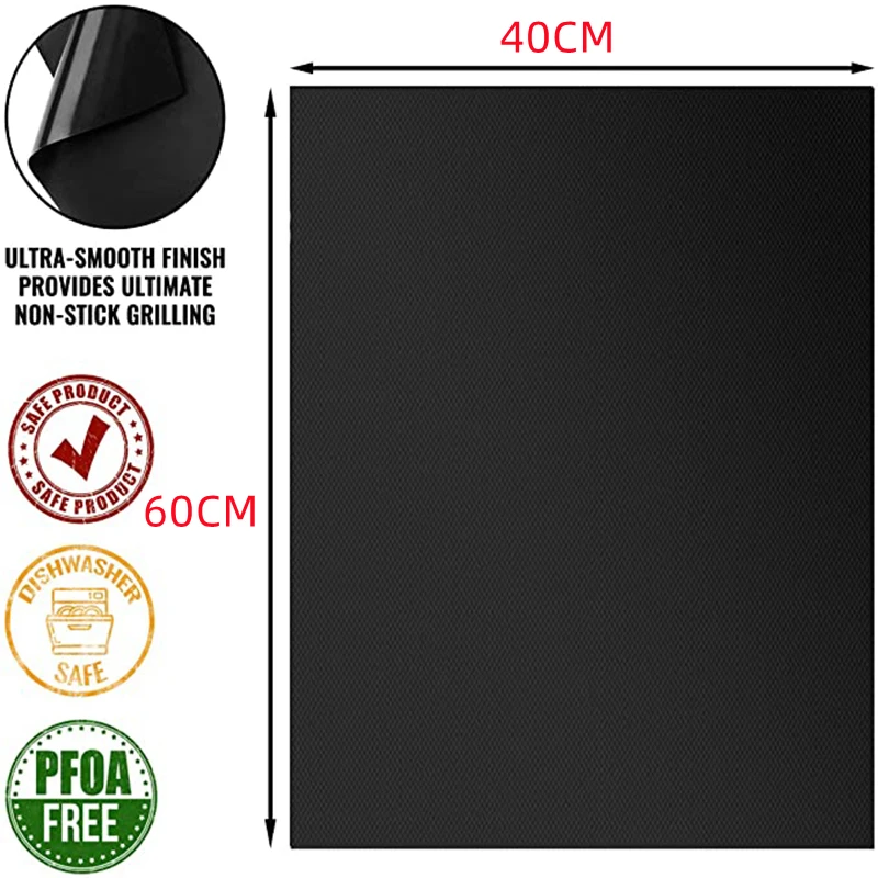 1/5/10pcs 60*40cm Non-stick BBQ Grill Mat  Baking Mat Cooking Grilling Sheet Heat Resistance Cleaned Kitchen BBQ Tools     10567