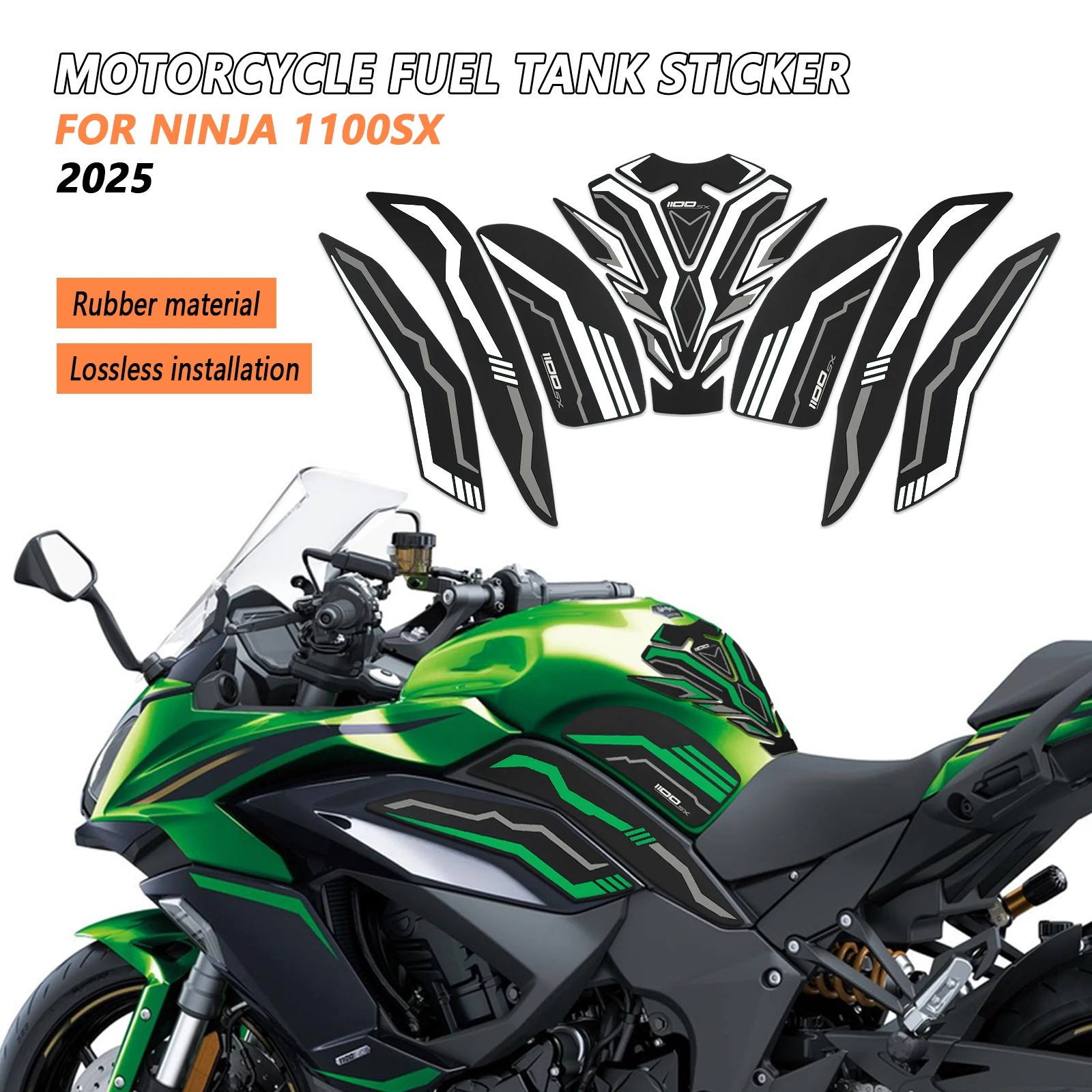 

Новые мотоциклетные боковые накладки на топливный бак, защитные наклейки, наклейка, газовая наколенница, тяга для NINJA 1100SX Ninja 1100 SX 2025-