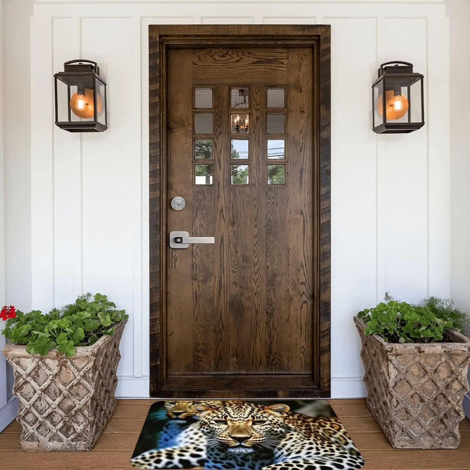Realistic Leopard Print Door Mat, Wild Animal Floor Mat, Safari Jungle Entrance Rug, Non-slip Washable Living Room Home Decor
