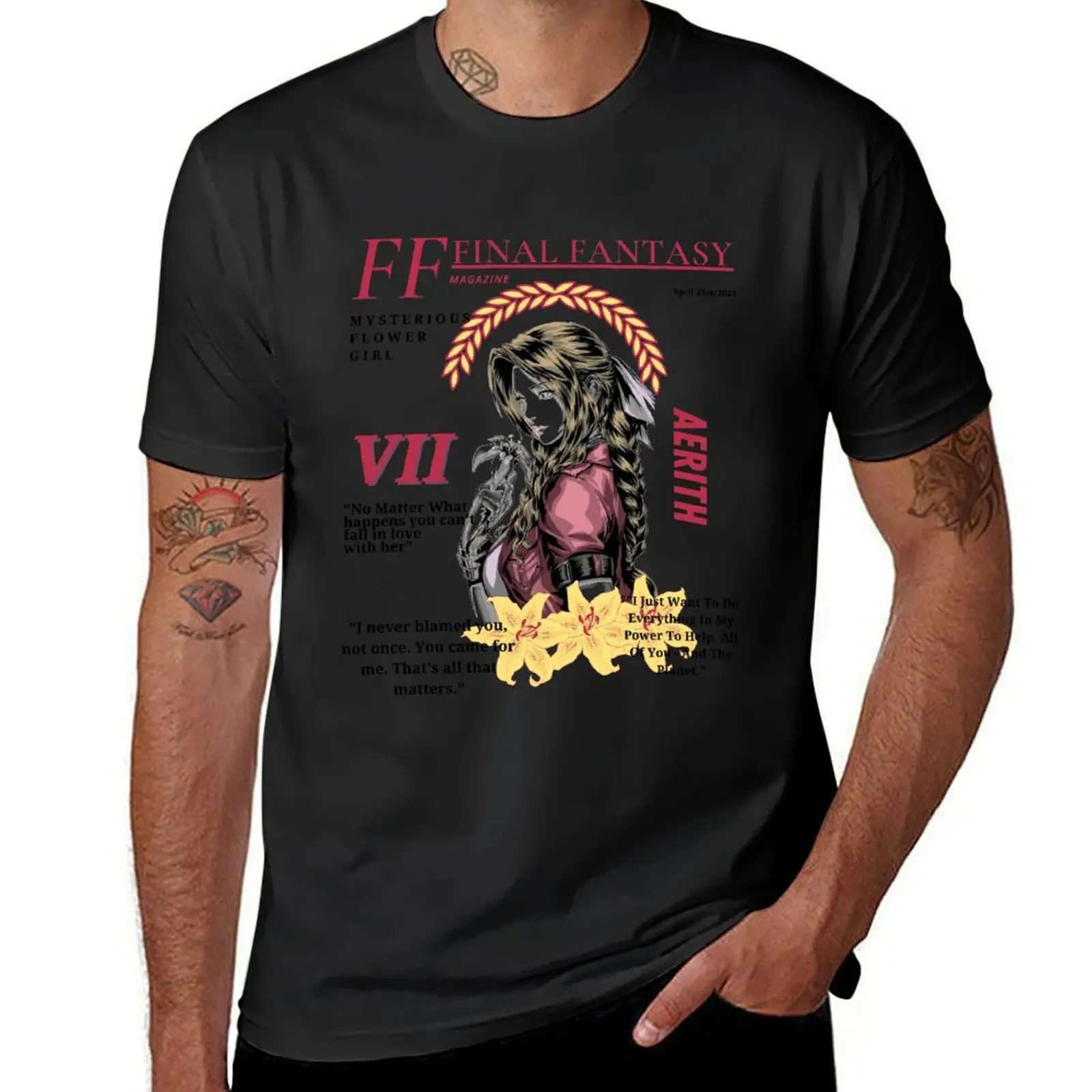 

Aerith Gainsborough FF7 Magazine T-Shirt vintage graphic tee football t shirt essential t shirt mens clothing