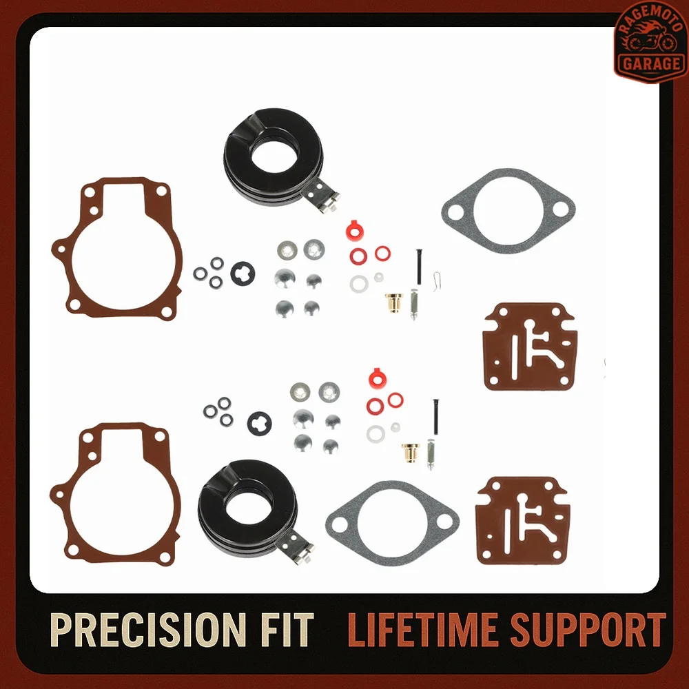 

2× Carburetor Rebuild Kit with Float for Johnson / Evinrude 50–60HP