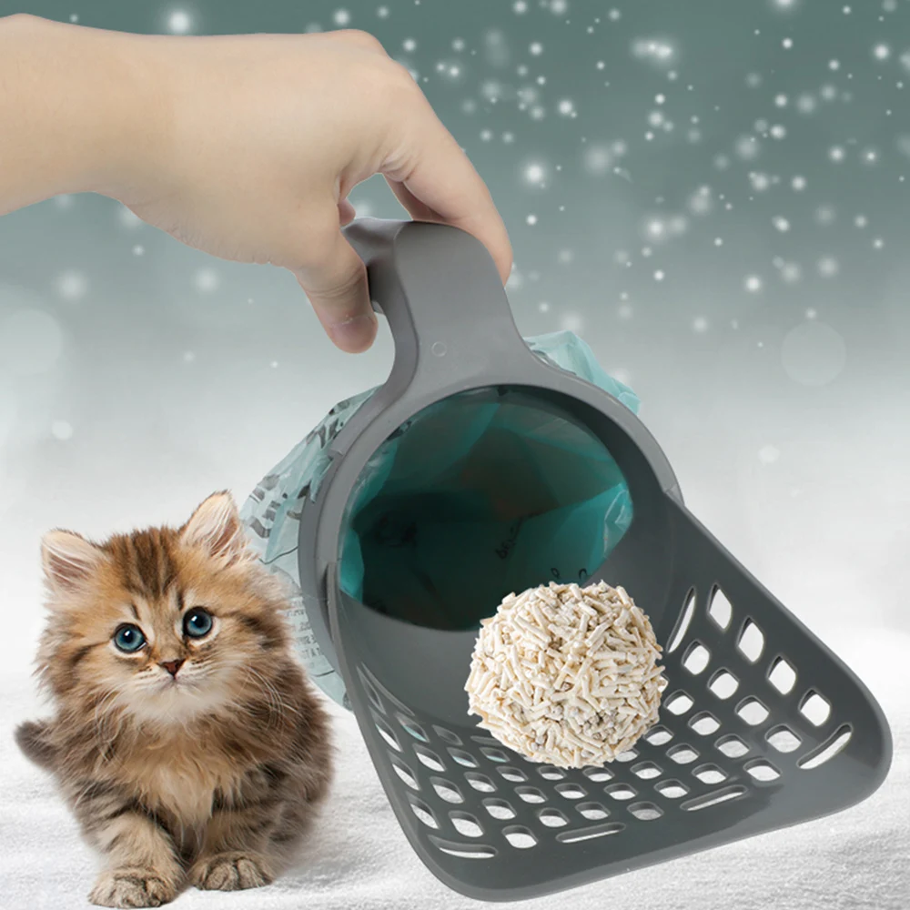 Cat Litter Shovel With Waste Bags Pet Cleanning Tool Self-cleaning Cat Sand Cleaning Cat Litter Box Scoop Cats Supplies