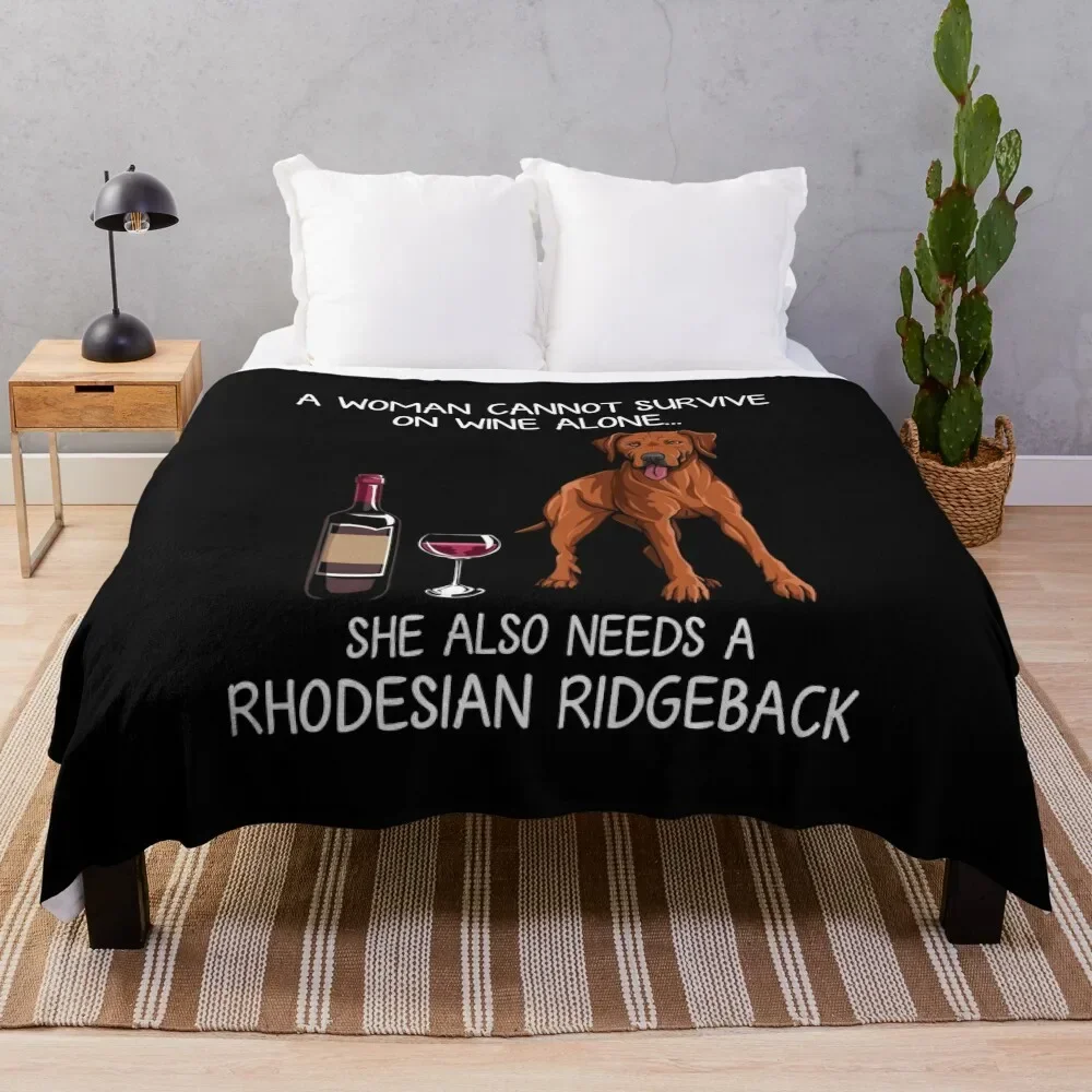 Rhodesian Ridgeback and wine Funny dog Throw Blanket Giant Sofa Baby Sleeping Bag Blankets