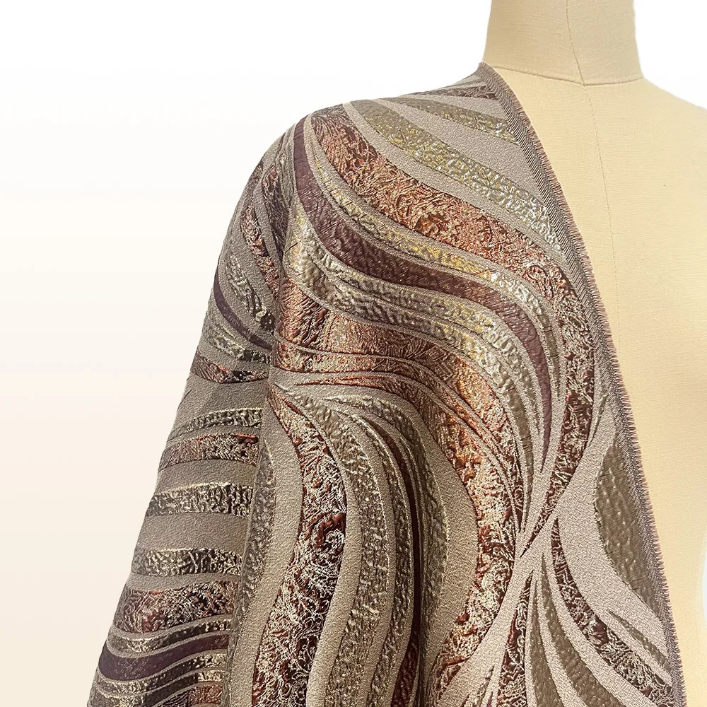 2025 African Nigerian Gilding Lace Jacquard Brocade Fabric New Style 5Yards Organza Tulle Mesh French Net Lace For Wedding Dress