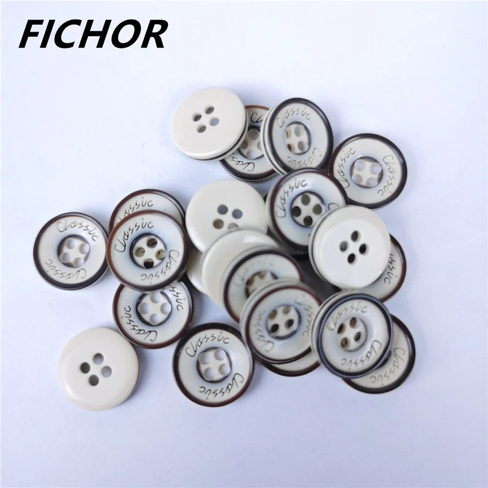 30/50pcs 11.5mm 4 Holes Light Brown Round Resin Buttons Flatback DIY Crafts Children\'s Apparel Clothing Sewing Accessories